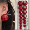 Boucles d'oreilles à clip sphériques rouges avec finition brillante et diamètres de 2,4 cm - 4163-2.4cm Clip d'oreille perle rouge