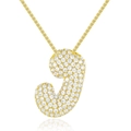 Goldene Halskette mit J-Initialen-Anhänger und funkelnder Cubic Zirkonia-Verzierung - Nur Anhänger / Buchstabe J