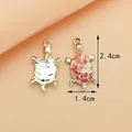 Cartoon turtle enamel alloy pendant with red and orange plaid shell 2.4cm x 1.4cm size - 17# Red Geometric Turtle