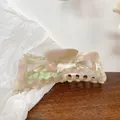 Oversize pearlescent acetate hair claw clip with colorful iridescent gradient finish - 13cm / Pearlescent Gray Green 13CM