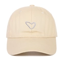 Classic beige cotton baseball cap with embroidered heart outline and curved brim - Beige