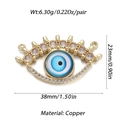 Detailed view of gold copper Evil Eye pendant with cubic zirconia inlay measurements - YSN031-07 (Blue Tone Zirconia Eye)