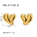 Vue détaillée des boucles d'oreilles cœur plaquées or 18 carats avec les dimensions - Or 18K / Style de Coeur d'Or(NB-E1138-G)