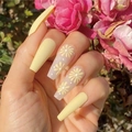 Unghie finte a ballerina giallo opaco con stampe di margherite stile estivo - Stile Opaco Margherita Gialla (JP1728)