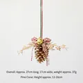 Christmas pinecone pendant with golden bells and red plaid ribbon for holiday decor - Gold Pinecone C