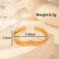 Elegante gouden opengewerkte armband van roestvrij staal met afmetingen en gewicht - Hol Kantpatroon (YB-028)