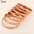 7pcs minimalist 8mm rose gold polished stainless steel bangle set for women - Width 8mm Inner Diameter 60mm / [7 Rings] Rose Gold