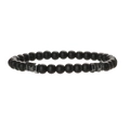 Bracciale da uomo in pietra naturale nera opaca da 6mm con distanziatori in metallo - Nero Opaco 6mm