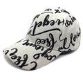 Detail of white baseball cap with black graffiti letters and textured jacquard fabric - M (56-58cm) / Off White