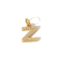 Macro detail of PVD gold plated stainless steel letter Z pendant with cubic zirconia - Letter Z Pendant