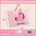 Grote roze eenhoorn opbergtas voor dekbedden, waterdicht, inhoud 100-130L, handvaten - Roze Eenhoorn (Groot 72*54CM)