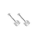 S999 sterling silver stud earrings with round clear zircon stones and ball-back design - 4mm Four-Prong Zircon Studs (No Backing Required)