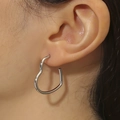 Pendientes de aro con diseño de corazón en acero inoxidable pulido para mujer estilo minimal - Juego de Pendientes de Aro de Corazón / Plateado