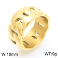 Anillo de cadena cubana dorada de 10mm para hombre en acero inoxidable resistente - US 9 / Estilo A Dorado