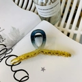 Elegant 13cm gradient teal and yellow shark hair claw clip on a stylish magazine background - 13cm Hanger Type / Translucent Blue Yellow Gradient