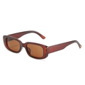Retro rectangle sunglasses in translucent dark red brown with dark brown lenses - Tea Frame Tea Lens
