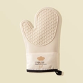 Beige heat resistant silicone oven mitt with anti-slip texture and quilted fabric cuff - Cream Chef Hat (with Silicone) 1pc