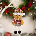 Orsetto di Natale con cappello scozzese, gambe di perline e dettaglio fiocco di neve - Orso