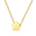 Detailed view of a gold-plated five-petal flower pendant on a minimalist link chain - Five-leaf Flower Gold