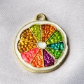 Rainbow enamel fruit slice charm with gold alloy plating for DIY jewelry making - Style 12