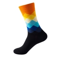Mid-calf argyle socks with vibrant orange, yellow and blue gradient pattern - No. 165 Gradient Argyle