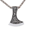 Pendaglio ascia da battaglia vichinga in acciaio inossidabile argento antico - Colore argento senza catena (B0215)