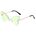 Frameless butterfly sunglasses with light green gradient lenses and gold metal frame - Gold Frame Green