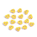 Yellow heart-shaped evil eye beads with golden metal edges for jewelry making - Heart / Yellow