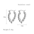 Silver beaded heart hoop earrings in stainless steel, 26mm x 23mm size dimensions - Silver LE3485