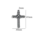 Silver vintage cross pendant with rope texture, size 45mm by 30mm for DIY jewelry - Style 15