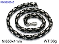 4mm schwarz-silberne Byzantinische Halskette aus Edelstahl mit Karabinerverschluss - Zweifarbig Schwarz 65cm (KN38355-Z)