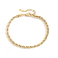 Gold-plated titanium steel twist chain anklet with lobster clasp and extender - 3mm Width / 20+3cm Length / Gold