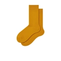 Senfgelbe Baumwollsocken mit gerippten Bündchen im schlichten, minimalistischen Stil - Orange