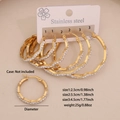 Set of three gold stainless steel hoop earrings with crystals in three varied sizes - 5# Wave Shape / 3 Pairs (2.5/3.5/4.5cm)