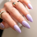 Glossy lavender almond press-on nails with long pointed shape and mirror finish - Tulip Purple