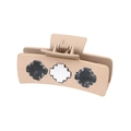 Western style beige square hair claw clip with black and white cross patterns - 90024-Cross Star Decor