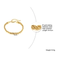 Bracciale a catena ritorta da 5mm in acciaio inossidabile dorato con finitura lucida - Larghezza 5mm/Lunghezza 19+5cm