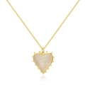 Goldene Herzanhänger-Halskette mit spitzen Kanten und weißer Perlmutt-Einlage - Herz Stil 2