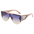 Fashion rimless oversized sunglasses with purple-to-yellow gradient lenses and hollow arms - Pink Frame / Purple-Yellow Gradient Lenses