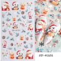 5D embossed Christmas nail stickers featuring Santa and snowflake motifs style 5D-K101 - Christmas Elements 5D-K101