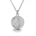 Silberfarbene religiöse Münzhalskette mit Unsere Liebe Frau von Guadalupe Relief - Silber Jungfrau Maria Rundes Medaillon (KN92086-KFC)