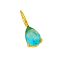 Minimalist gold teardrop pendant featuring a faceted blue birthstone zircon crystal - December (Blue Zircon/Turquoise)