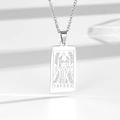 Collar de plata Tauro de acero inoxidable con colgante rectangular grabado elegante - Tauro / Color Acero