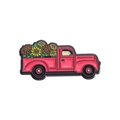 Vintage red pickup truck enamel brooch with colorful sunflowers and glossy finish - Red Pickup Truck Style (QHXZ192)