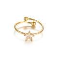 Anello aperto in acciaio inossidabile placcato oro 18K con una gemma a forma di stella - Oro-Forma Stella