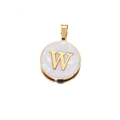 Vintage 22mm gold stainless steel shell pendant featuring the letter W design - Letter W / 22mm (1 Piece/Pack) / Gold