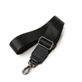 Adjustable 38mm black nylon shoulder strap with metal hooks and premium leather detail - Solid Black Top Grain Leather - Black Metal