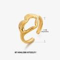 Adjustable gold plated stainless steel hugging hands ring with 1.7cm inner diameter - Heart Style (ZN031G)
