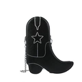 Einzigartige schwarze Umhängetasche in Cowboy-Stiefelform mit Kontrastnähten und Stern - Schwarz