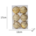 Set di 6 palline di Natale dorate in scatola 17x12x6cm per decorazione albero - 6cm 6 Pezzi / Oro
